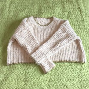 ✨☁️ NWOT Cropped Sweater with Tinsel Trim